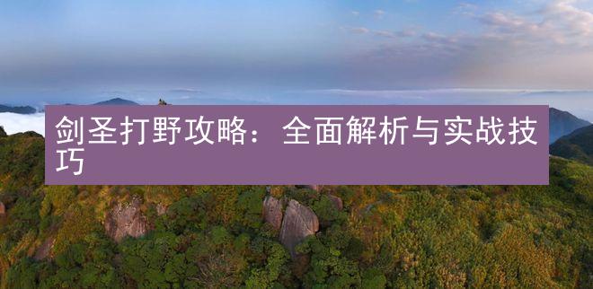 剑圣打野攻略：全面解析与实战技巧