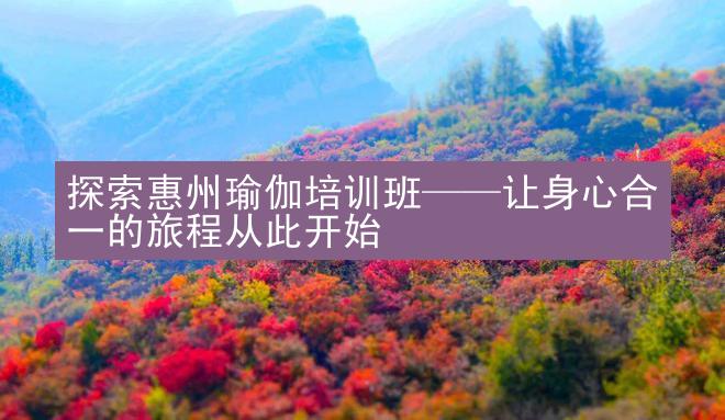 探索惠州瑜伽培训班——让身心合一的旅程从此开始