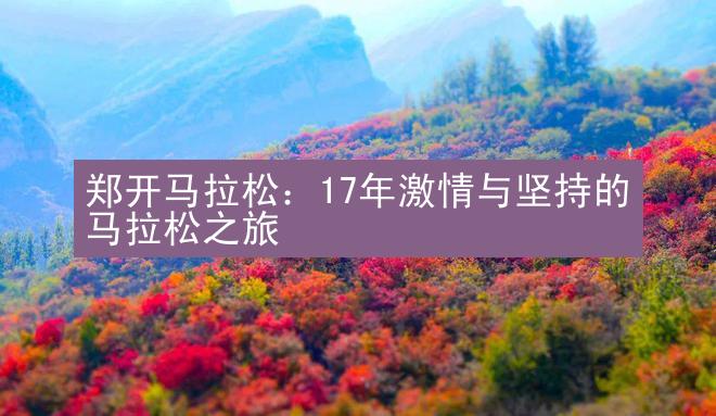 郑开马拉松：17年激情与坚持的马拉松之旅